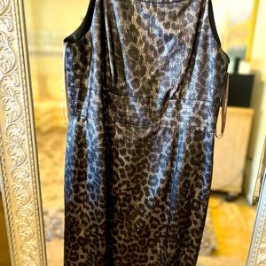 Black and Chrome Animal print Sheath Dress